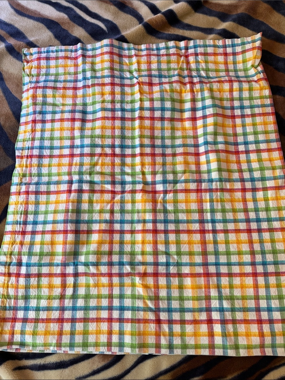 Crate&Barrel Multicolor Plaid Table Cloth